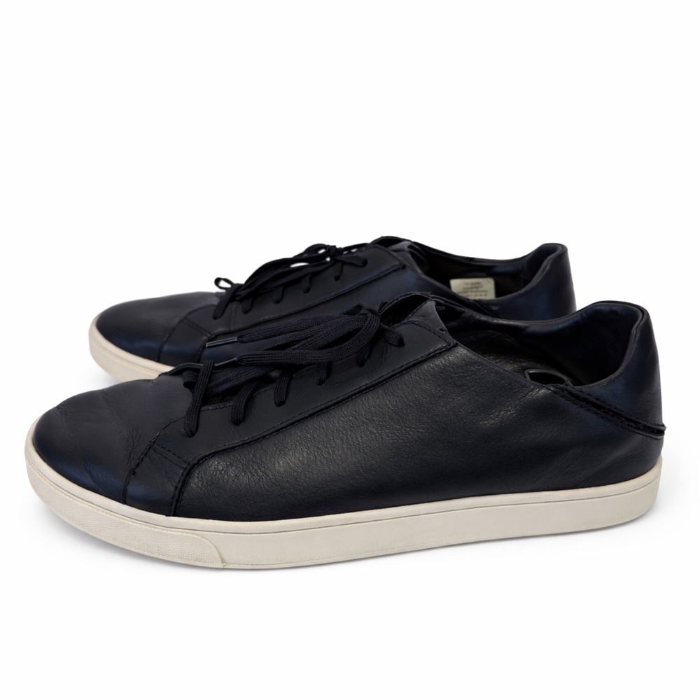 OluKai Kahu Pahaha Mens Black Leather Low Top Sneakers 10414-4019 Size 12 - Picture 3 of 8